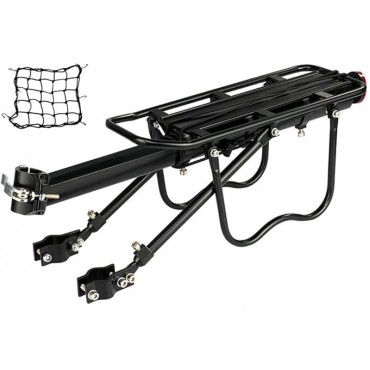 Dirza Rear Bike Rack Bicycle Cargo Rack Quick Release Adjustable Alloy Bicycle Carrier 115 lbs Capacity Easy to Install Black